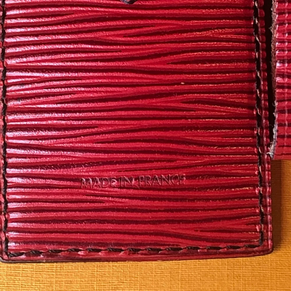 LOUIS VUITTON Red Epi Leather Luggage Tag and Poignet Sets